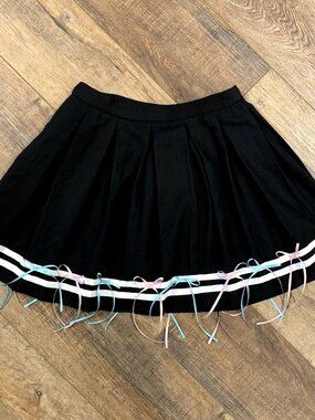 Y2K Hot Topic B&W Sailor SCHOOLGIRL Mini BOWS SKIRT S Whimsigoth Harajuku Lolita